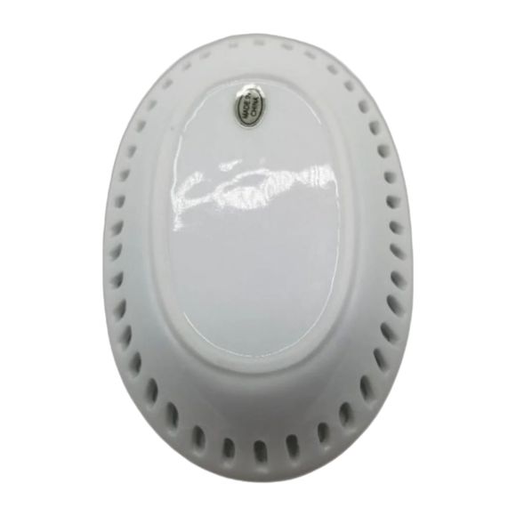 Porcelain Slotted Candy Dish Bowl Classic White Oval Shaped - Picture 4 of 7